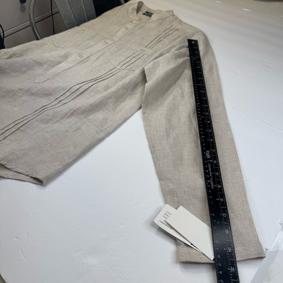 Cubavera Shirt Men Medium Off White 100%‎ Linen Classic Solid Relax Beach Summer - Picture 11 of 14